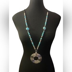 Erica Lyons Blue and Silver Bohemian Necklace NWT